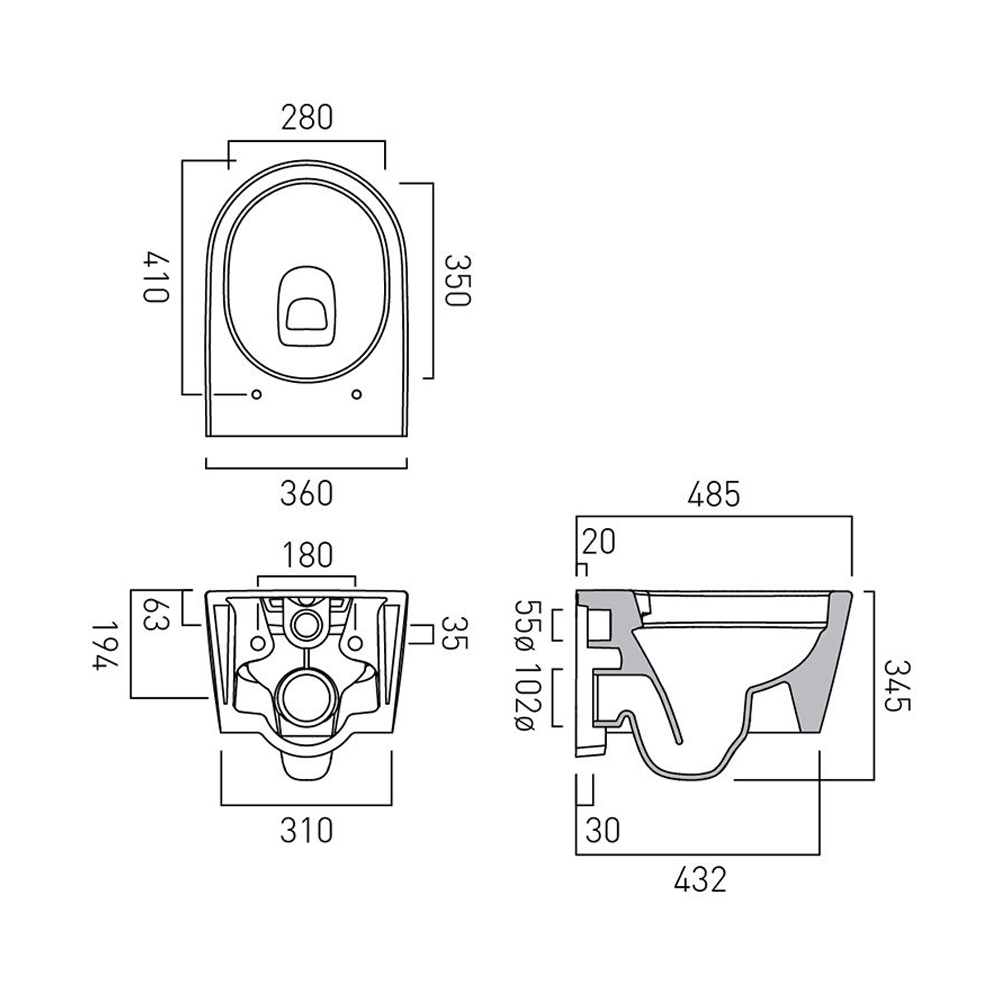 Vado Cameo Wall Hung Round Toilet Pan - Gloss White