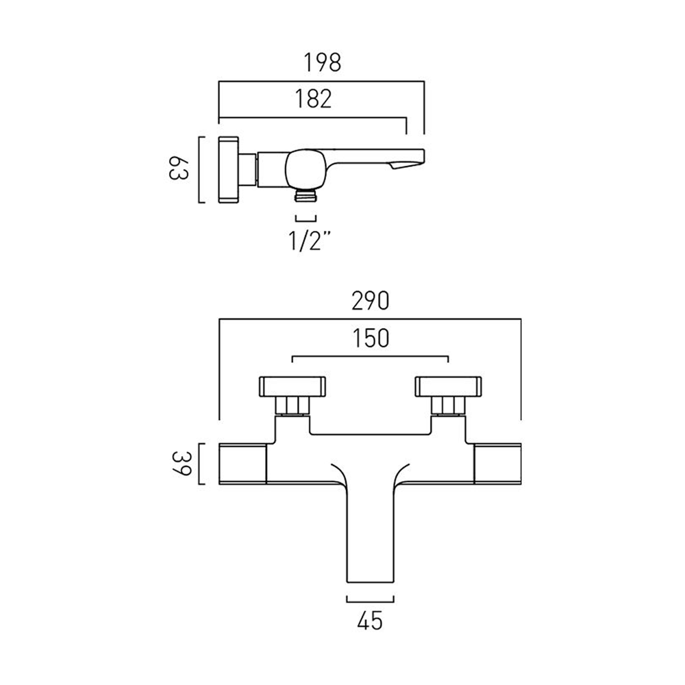 Vado Cameo Wall Mounted Thermostatic Exposed Bath Shower Mixer - Chrome