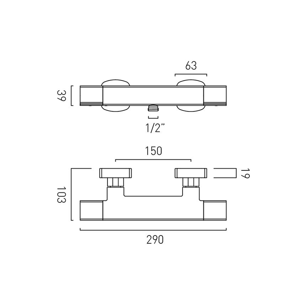 Vado Cameo Wall Mounted Thermostatic Exposed Shower Bar Valve - Satin Brass