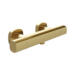 Vado Cameo Wall Mounted Thermostatic Exposed Shower Bar Valve - Satin Brass