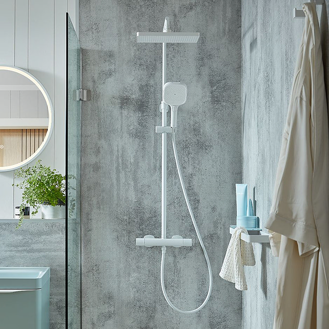 Vado Cameo Wall Mounted Thermostatic Shower Column Kit - Matt White
