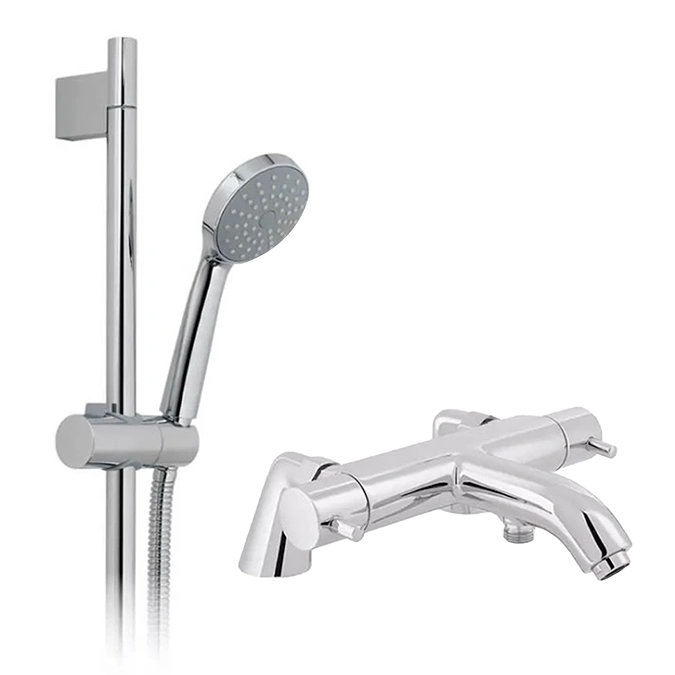 Vado Celsius Thermostatic Bath Shower Mixer Tap + Slider Shower Rail Kit