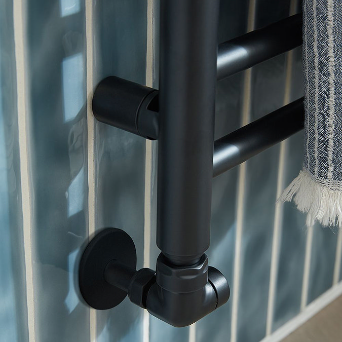 Vado Muse Round Heated Towel Rail - 500 x 1200mm - Matt Black