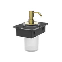 Vado Muse Soap Dispenser with Black Glass Shelf - Satin Brass