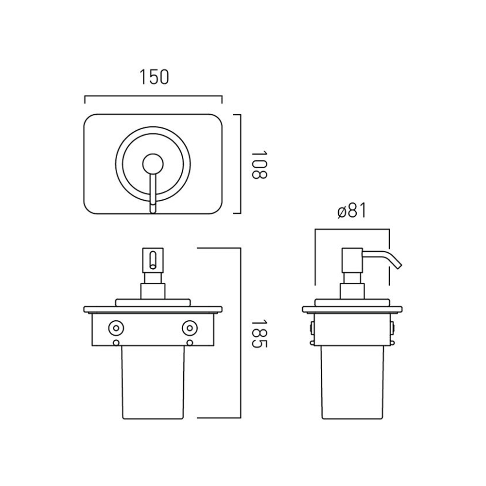 Vado Muse Soap Dispenser with White Glass Shelf - Satin Brass