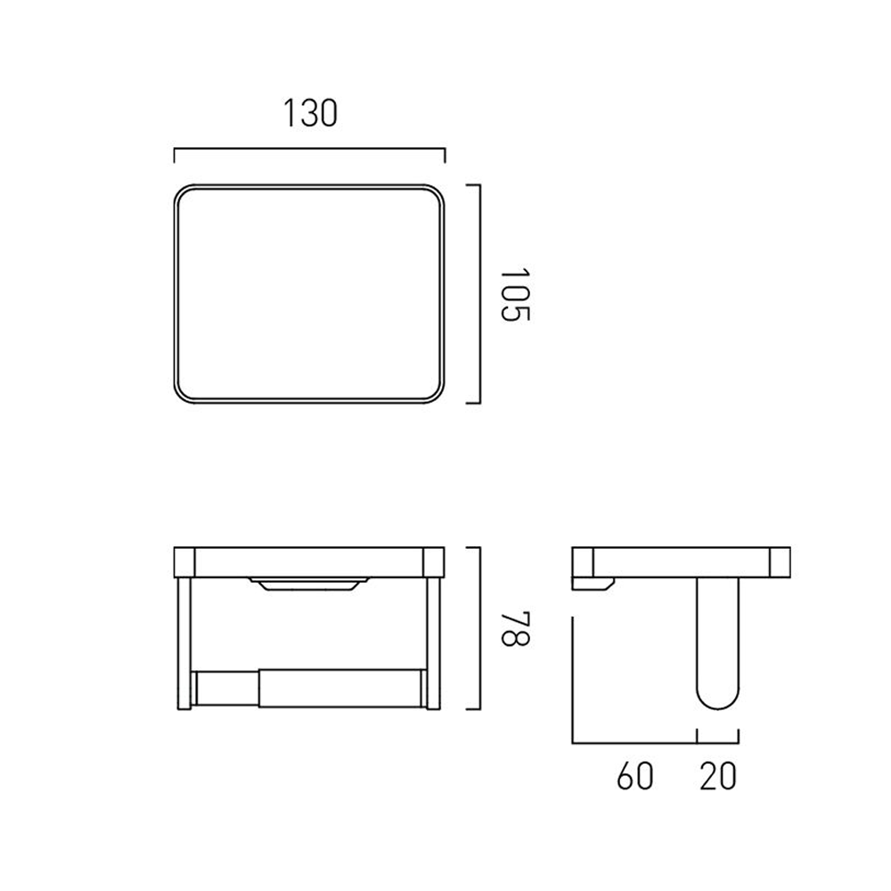Vado Muse Toilet Roll Holder with Black Glass Insert - Chrome