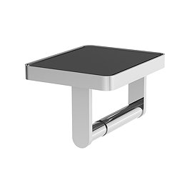 Vado Muse Toilet Roll Holder with Black Glass Insert - Chrome