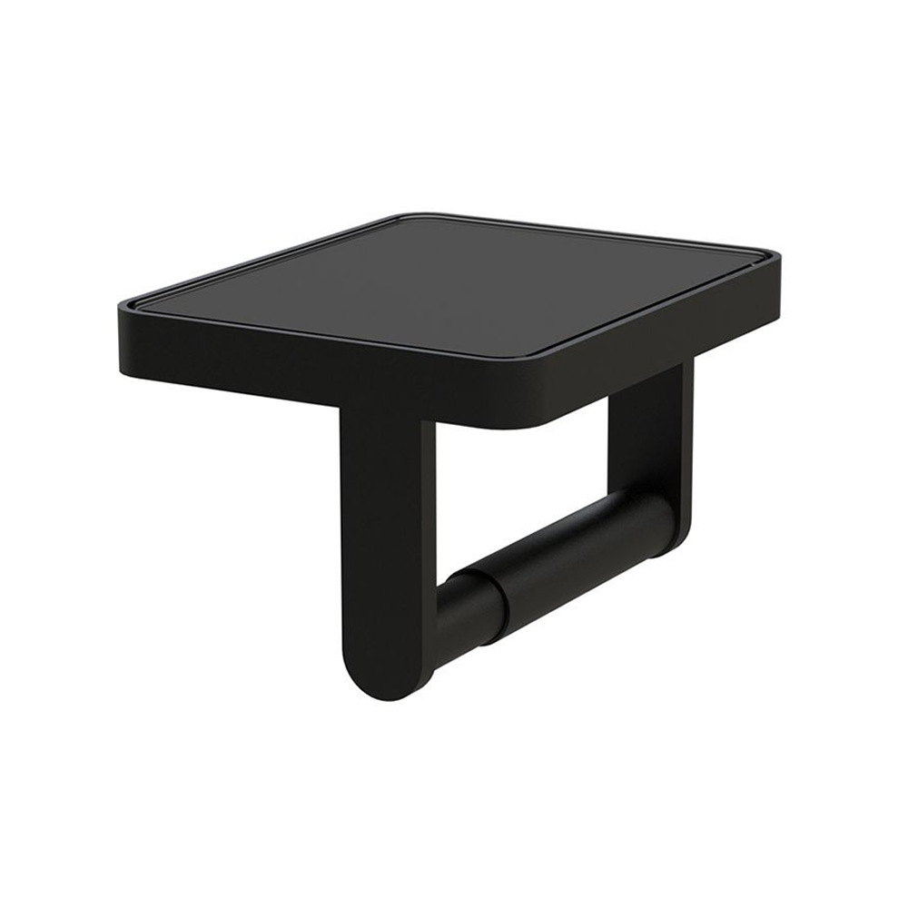 Vado Muse Toilet Roll Holder with Black Glass Insert - Matt Black ...