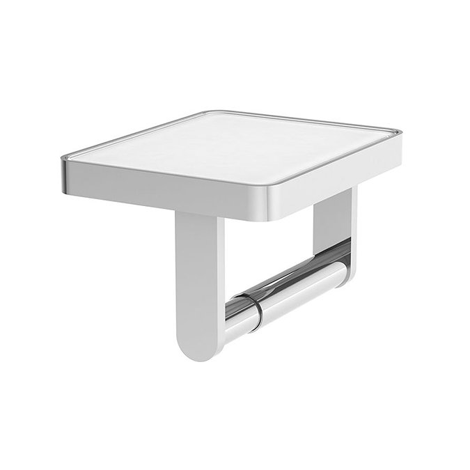 Vado Muse Toilet Roll Holder with White Glass Insert - Chrome