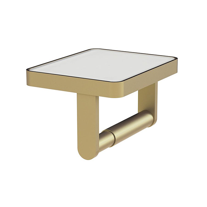 Vado Muse Toilet Roll Holder with White Glass Insert - Satin Brass