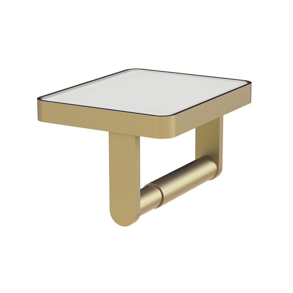 Vado Muse Toilet Roll Holder with White Glass Insert - Satin Brass ...