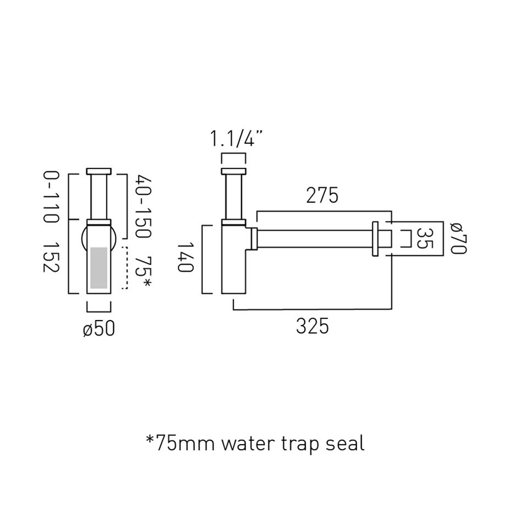Vado Round Basin Bottle Trap - Matt White
