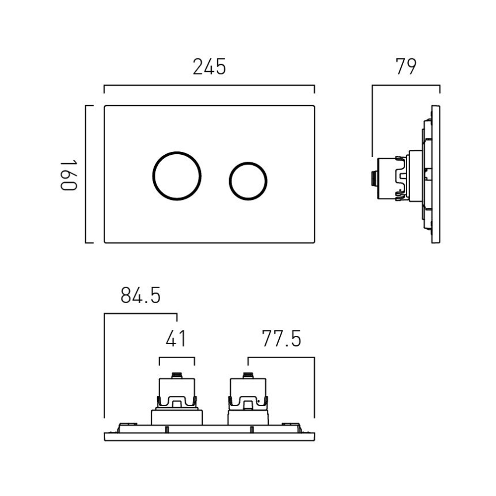 Vado Round Button Dual Flush Plate - Matt White
