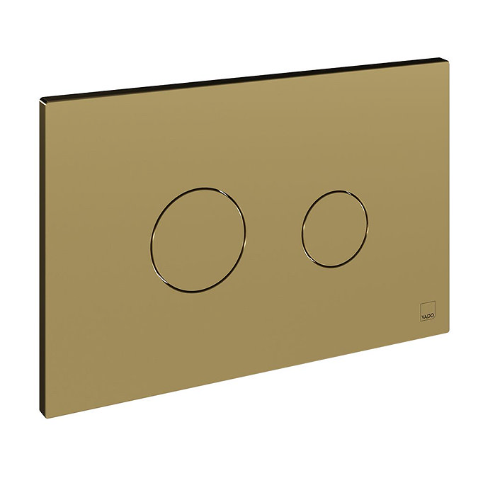 Vado Round Button Dual Flush Plate - Satin Brass