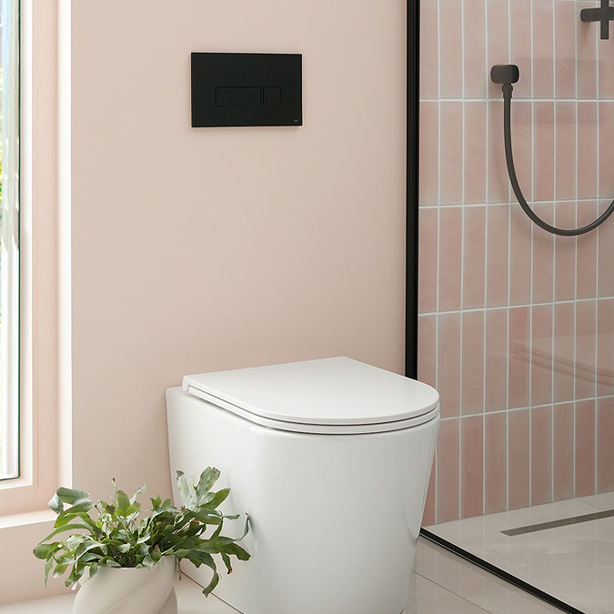 Vado Square Button Dual Flush Plate - Matt Black