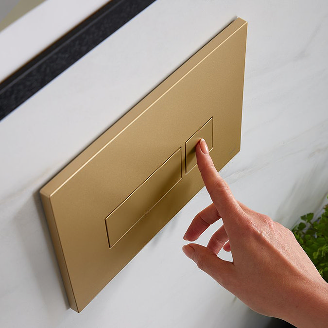 Vado Square Button Dual Flush Plate - Satin Brass