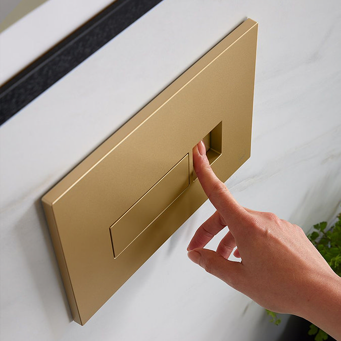 Vado Square Button Dual Flush Plate - Satin Brass