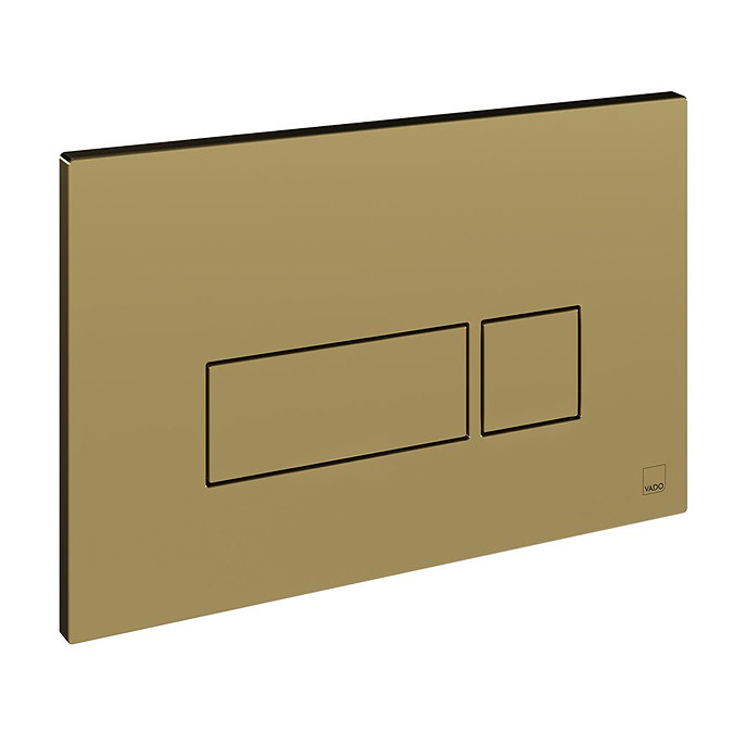 Vado Square Button Dual Flush Plate - Satin Brass