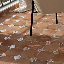 Valence Octagon Terracotta Rustic Floor Tiles 225 x 225mm