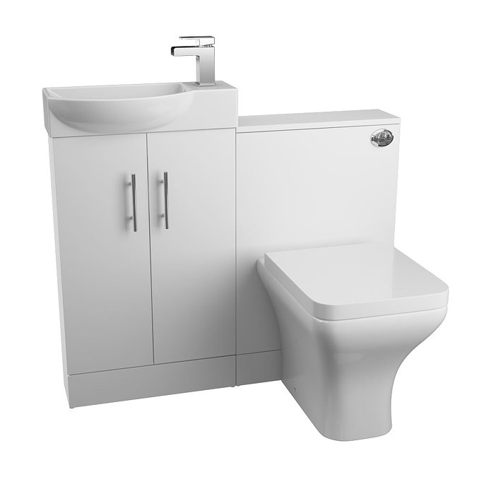 Valencia 1000mm Mini Gloss White Basin + WC Unit Large Image