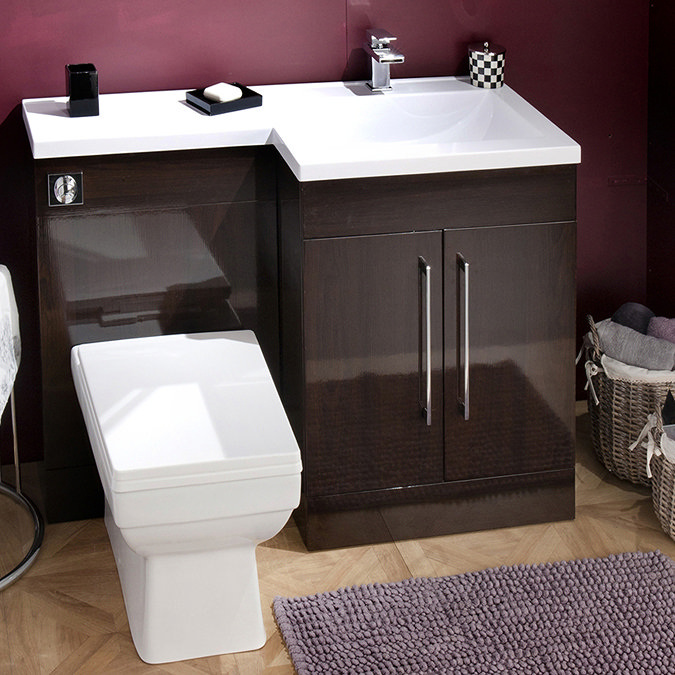Valencia Dark Wood Combination Basin & WC Unit - 1100mm Feature Large Image