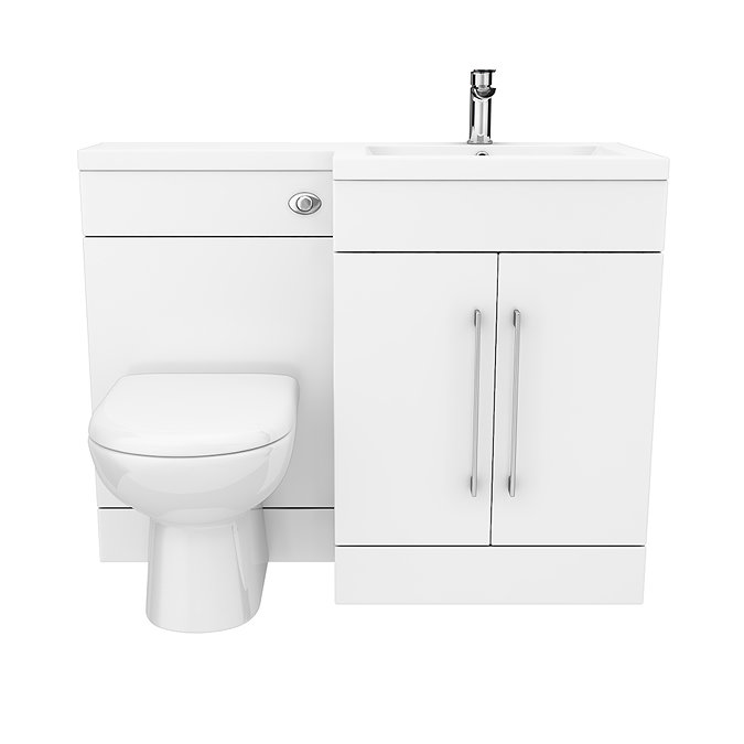 Valencia 1100mm Combination Bathroom Suite Unit with Basin + Round Toilet  In Bathroom Large Image