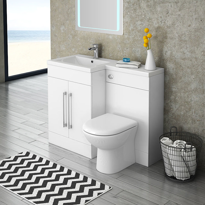 Valencia LH 1100mm Combination Bathroom Suite Unit with Basin + Round Toilet Large Image