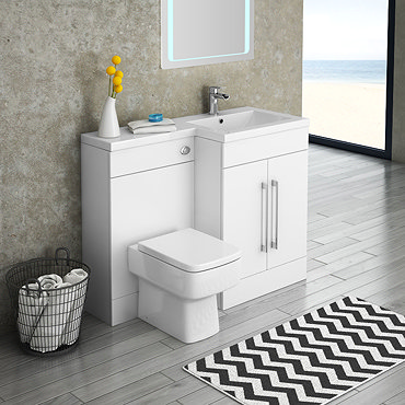 Valencia Bathroom Combination Suite Unit with Basin & Square Toilet - 1100mm Profile Large Image
