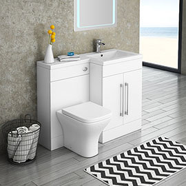 Valencia 1100mm Combination Bathroom Suite Unit with Basin + Modern Toilet Medium Image
