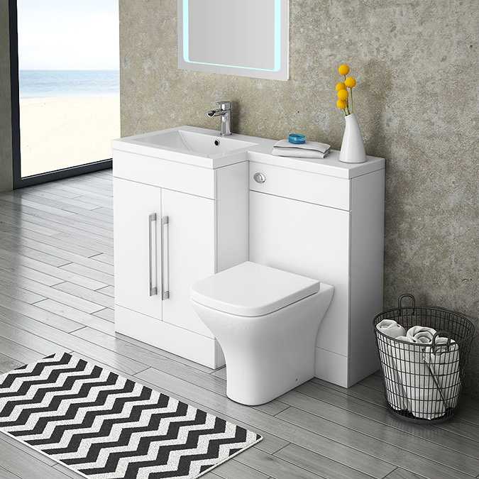 Valencia LH 1100mm Combination Bathroom Suite Unit with Basin + Modern Toilet Large Image
