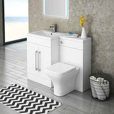 Valencia 1100mm Combination Bathroom Suite Unit with Basin + Modern Toilet  Profile Large Image