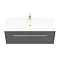 Valencia 1200 Gloss Grey Minimalist Wall Hung Vanity Unit with Brass Handle  Feature Large Image