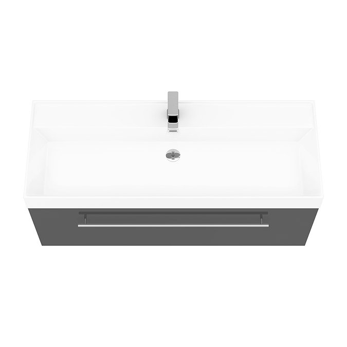 Valencia 1200 Gloss Grey Minimalist Wall Hung Vanity Unit with Chrome Handle  Feature Large Image