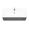 Valencia 1200 Gloss Grey Minimalist Wall Hung Vanity Unit with Chrome Handle  Feature Large Image