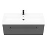 Valencia 1200 Gloss Grey Minimalist Wall Hung Vanity Unit with Matt Black Handle  Standard Large Ima
