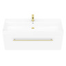 Valencia 1200 Gloss White Minimalist Wall Hung Vanity Unit with Brass Handle  Feature Large Image