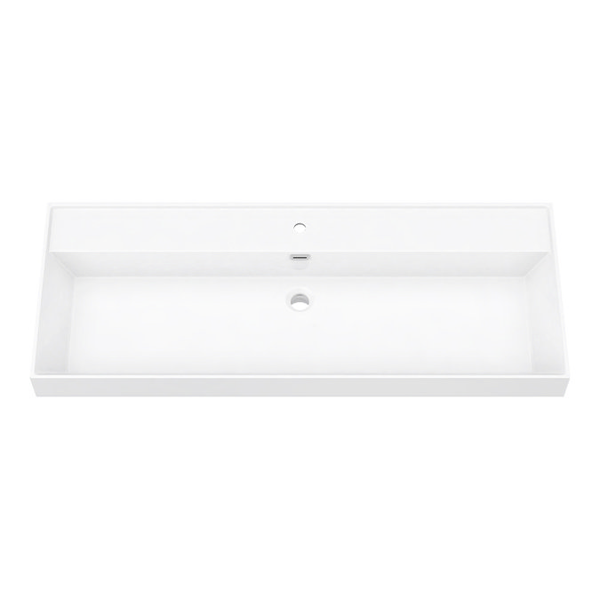 Valencia 1200 Gloss White Minimalist Wall Hung Vanity Unit with Brass Handle  Standard Large Image