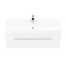 Valencia 1200 Gloss White Minimalist Wall Hung Vanity Unit with Chrome Handle  Feature Large Image