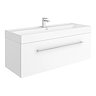 Valencia 1200 Gloss White Minimalist Wall Hung Vanity Unit with Chrome Handle