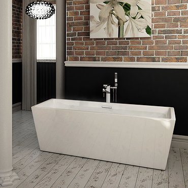 Valencia 1500 Luxury Modern Square Double Ended Freestanding Bath - FSB024 Profile Large Image