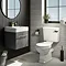 Valencia 450 Gloss Grey Minimalist Wall Hung Vanity Unit with Brass Handle  Standard Large Image