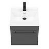 Valencia 450 Gloss Grey Minimalist Wall Hung Vanity Unit with Matt Black Handle  Standard Large Image