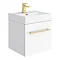 Valencia 450 Gloss White Minimalist Wall Hung Vanity Unit with Brass Handle Large Image
