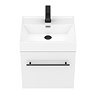 Valencia 450 Gloss White Minimalist Wall Hung Vanity Unit with Matt Black Handle  In Bathroom Large 