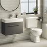 Valencia 600 Gloss Grey Minimalist Wall Hung Vanity Unit with Chrome Handle  Standard Large Image