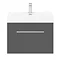 Valencia 600 Gloss Grey Minimalist Wall Hung Vanity Unit with Chrome Handle  additional Large Image