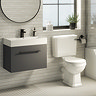 Valencia 600 Gloss Grey Minimalist Wall Hung Vanity Unit with Matt Black Handle  Standard Large Imag