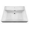 Valencia 600 Gloss White Minimalist Wall Hung Vanity Unit with Brass Handle  Profile Large Image