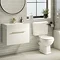 Valencia 600 Gloss White Minimalist Wall Hung Vanity Unit with Brass Handle  Standard Large Image