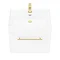 Valencia 600 Gloss White Minimalist Wall Hung Vanity Unit with Brass Handle  In Bathroom Large Image